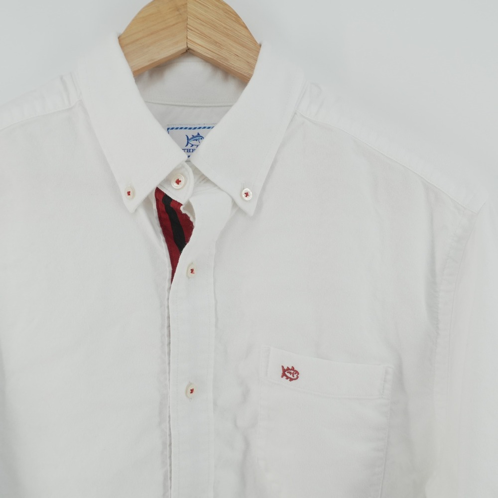 Southern Tide Button Down Shirt Mens Medium White Classic Fit Pique Long Sleeve
